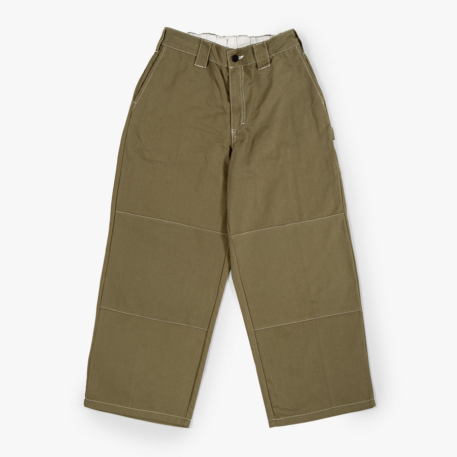 Poetic Collective Sculptor Pants - Olive / White Stitch